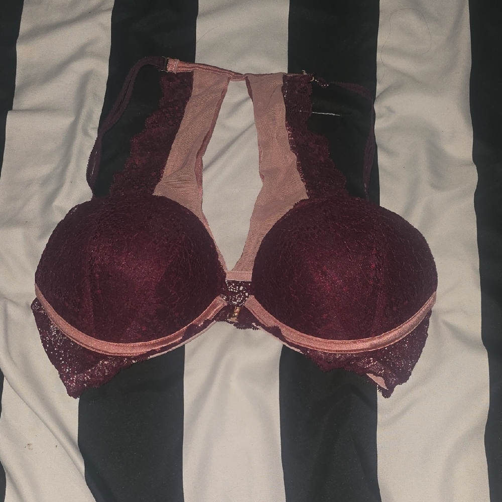 Victoria Secret PINK Razorback Maroon & Light Pink Pushup Bra (NWOT)(34C)✨️💖✨️